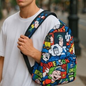 Nwt ! Reason Popeye all over print unisex backpack